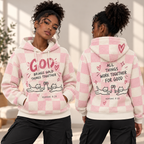 Pink Checkered Cats Waffle Hoodie