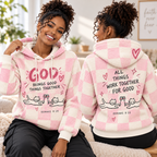 Pink Checkered Cats Waffle Hoodie