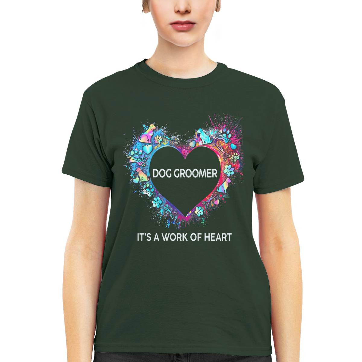 Awesome Dog Groomer Its a work of heart-T-shirt - grunx260804-0030