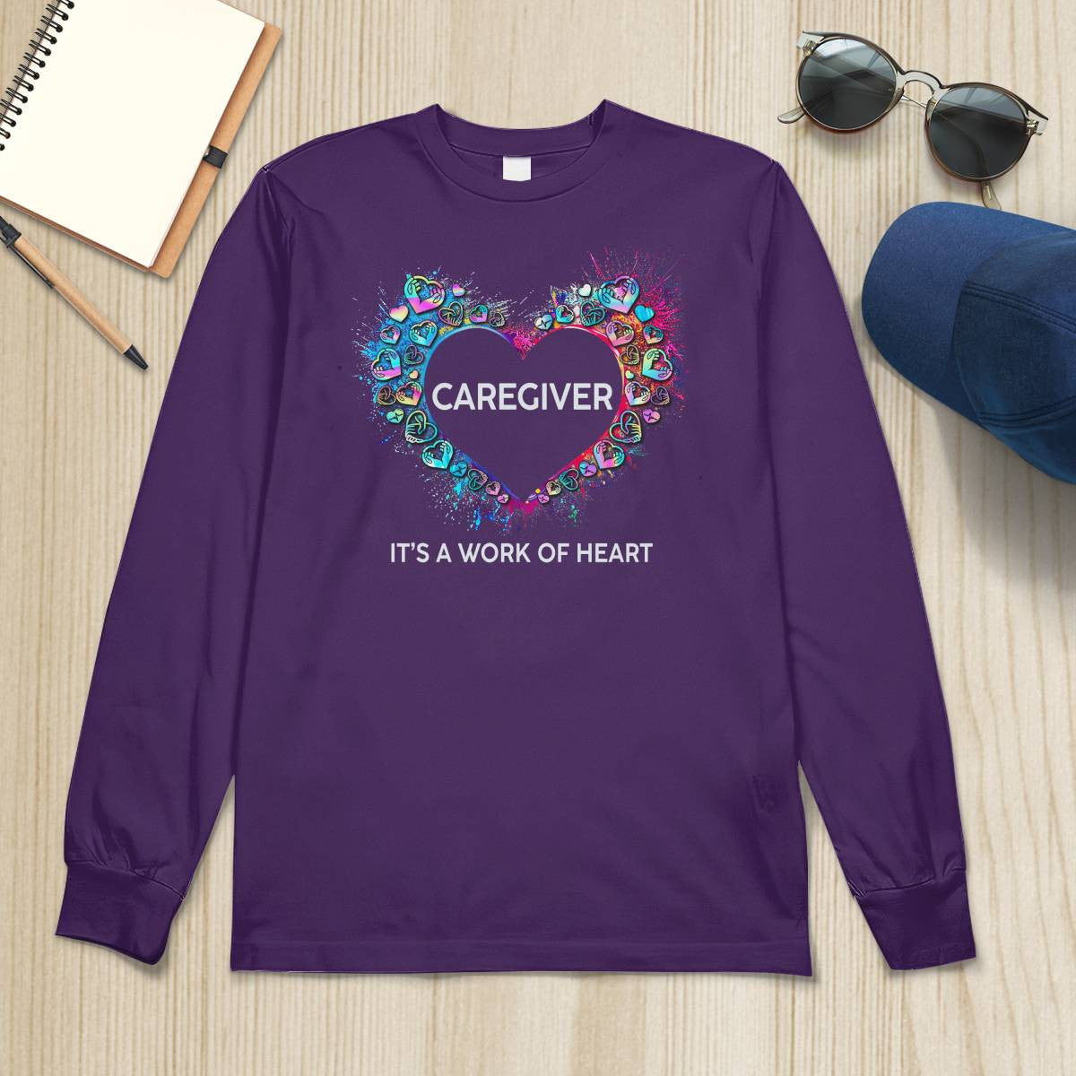 Awesome Caregiver Its a work of heart-T-shirt-#F290624WORKOF7FCAREZ4