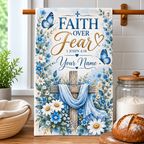 Personalized Faith Over Fear Butterfly Kitchen Towel