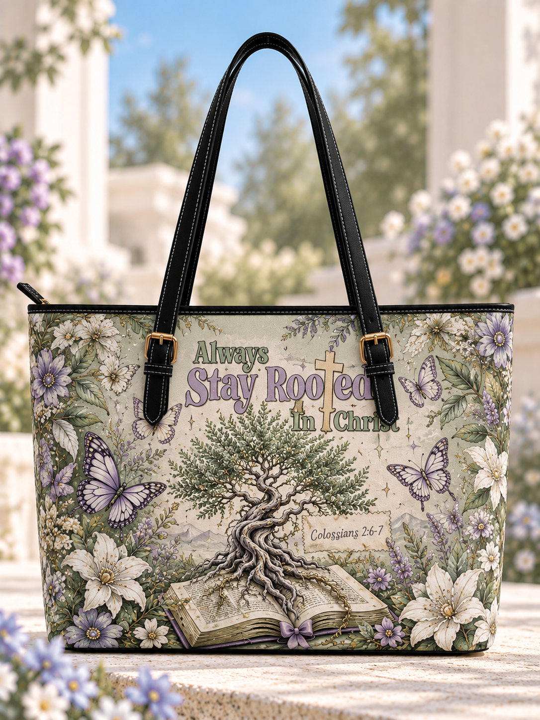 Always Stay Rooted In Christ Bible Tree Saddle Bag