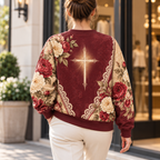 Personalized Burgundy Floral Lace Sweatshirt