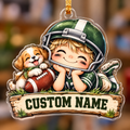 Personalized Football Boy and Puppy Ornament