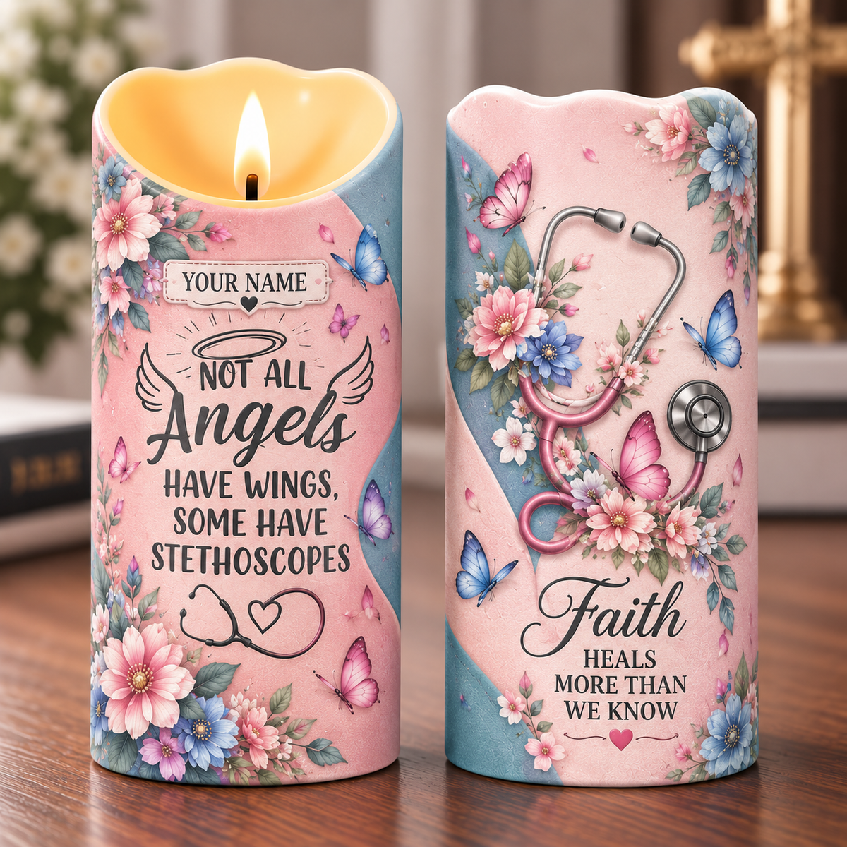 Personalized Nurse Stethoscope Flameless LED Candle