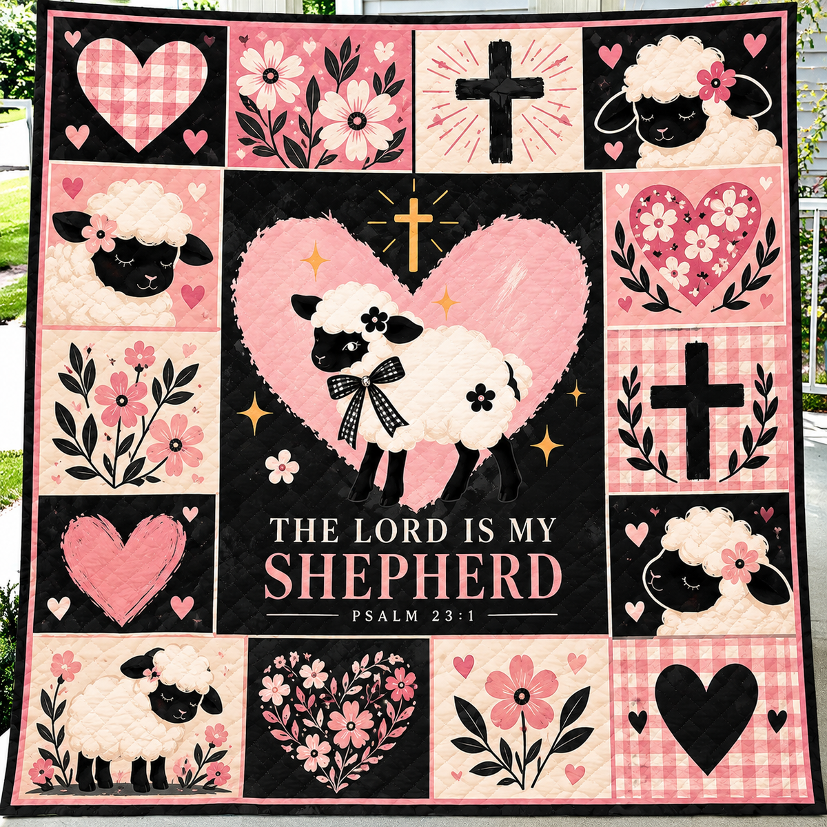The Lord Is My Shepherd Cute Lamb Quilt