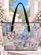 Jesus Loves You Pastel Butterfly Flower Saddle Bag