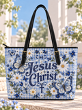 Jesus Christ Blue Gingham Butterfly Daisy Saddle Bag
