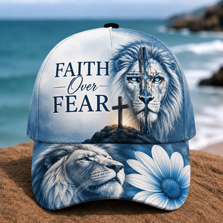 Faith Over Fear White Lion Cross Classic Cap