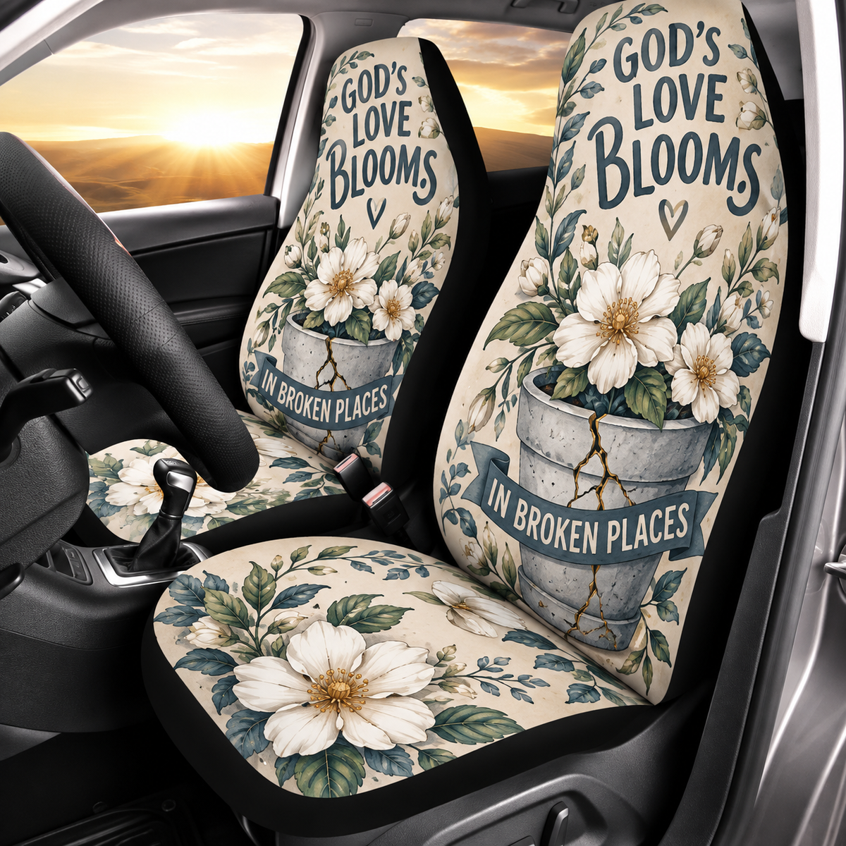 God's Love Blooms Floral Car Seat Covers