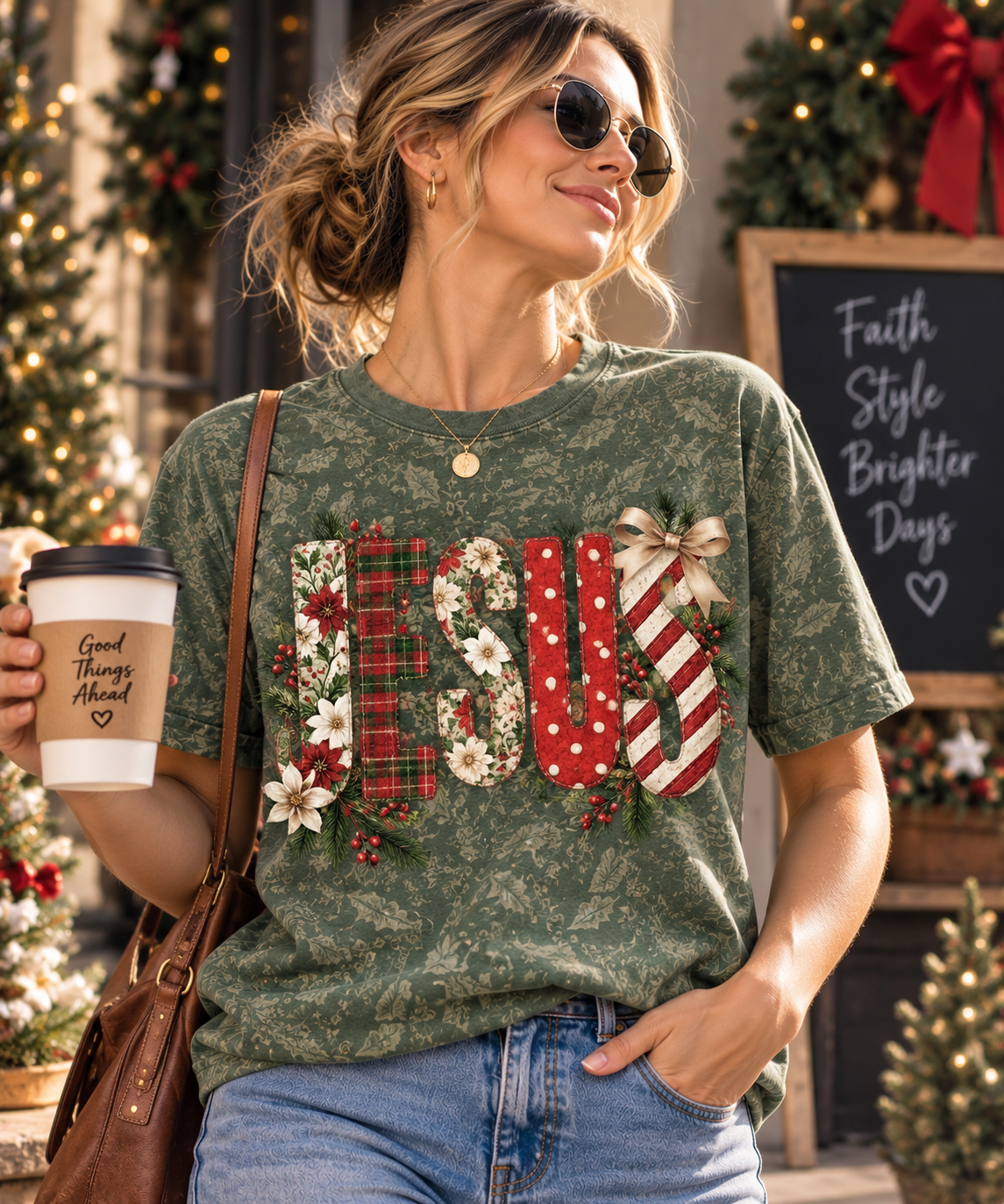 Jesus Christmas Plaid Candy Cane Christian T-Shirt