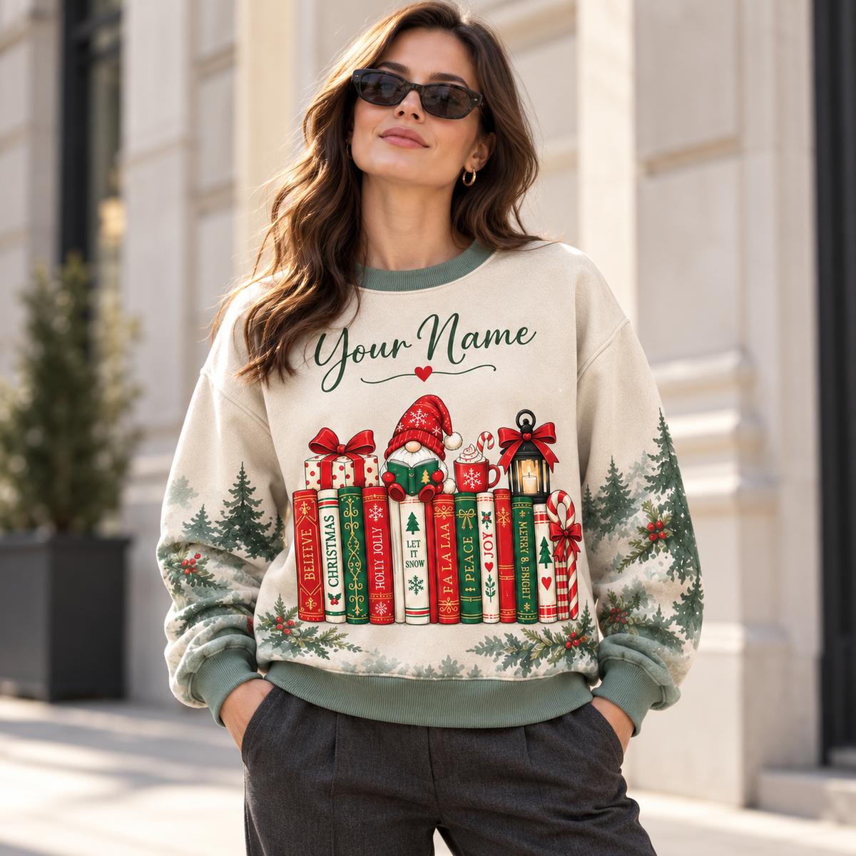 Personalized Winter Book Gnome Sweatshirt