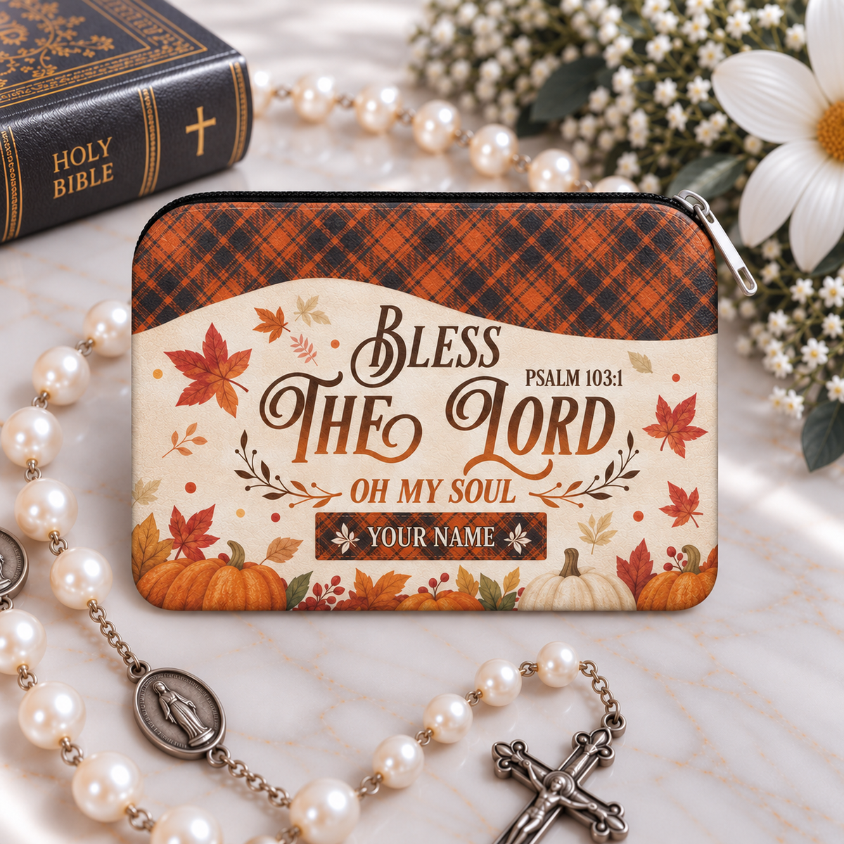 Bless the Lord Autumn Personalized PU Leather Pouch