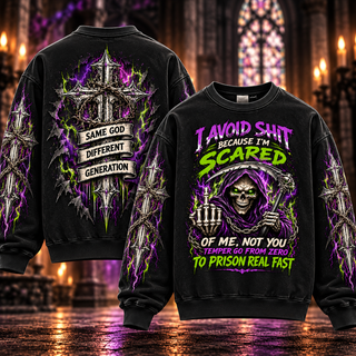 I Avoid Shit – Sarcastic Purple Grim Reaper Sweatshirt