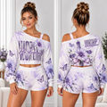 Worship He Deserves One-Shoulder Top And Shorts Set