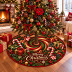 Merry Christmas Candy Swirl Christmas Tree Skirt