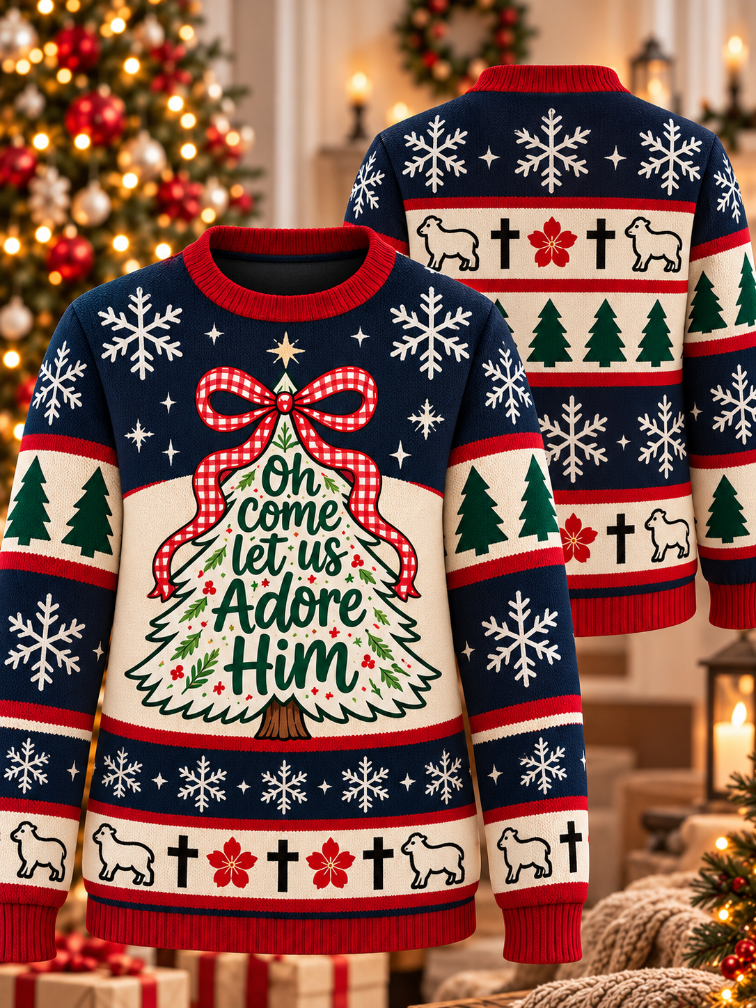 Oh Come Let Us Adore Him Ugly Sweater