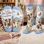 He Owns The Cattle On A Thousand Hills Cow Mid-Tube Socks