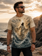 Faith Over Fear T-Shirt – Jesus Walking on Water Matthew 14:29 He Is With Us Always All-Over Print Christian Shirt