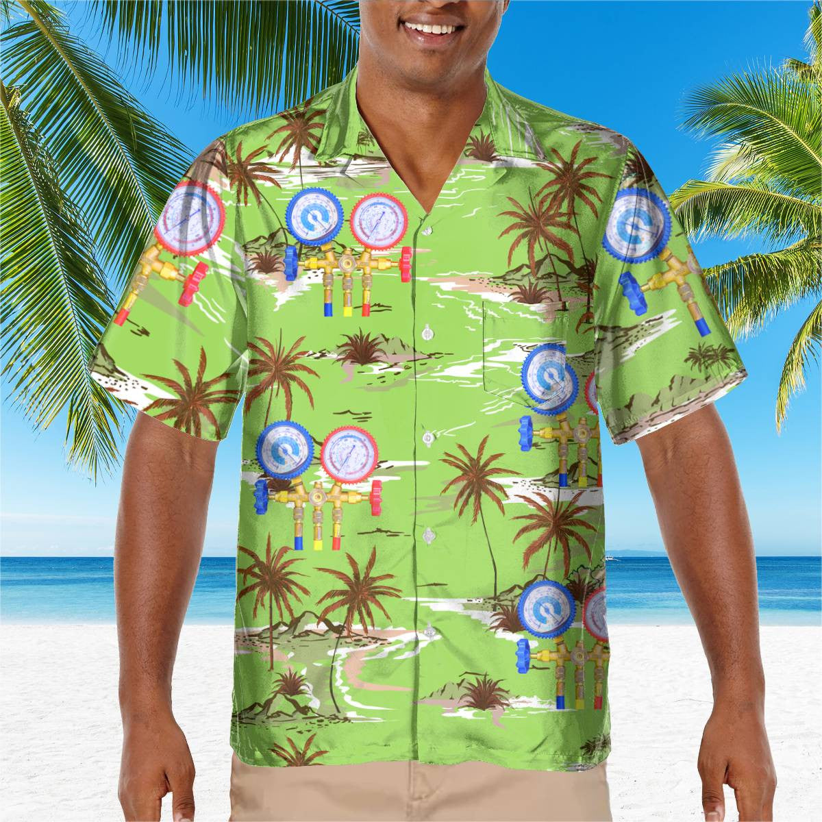 Awesome HVAC TECH- AOP Pocket Hawaiian Shirt - grunx260804-0220