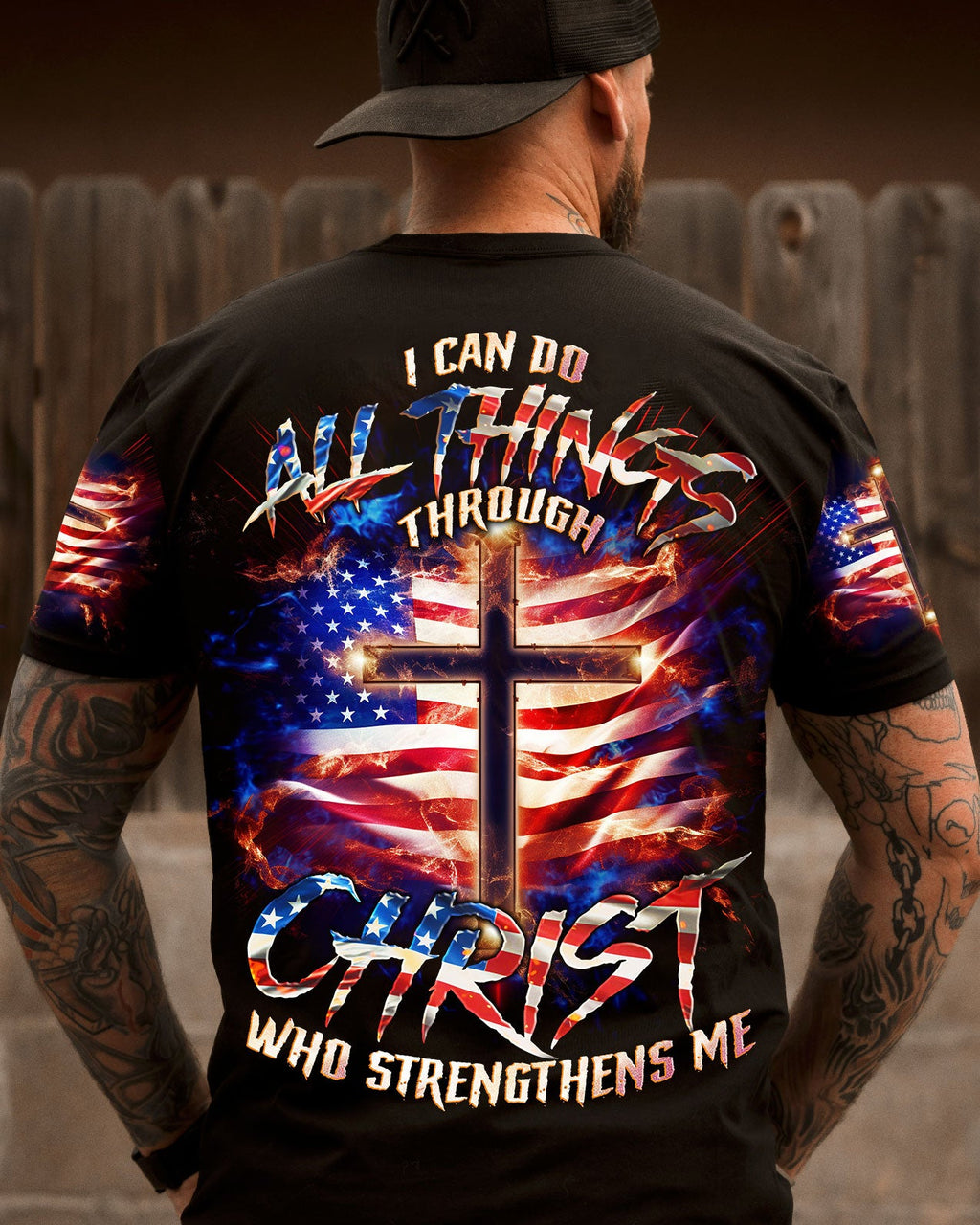 I Can Do All Things Through Christ Cross Flag Men's All Over Print Shirt - Trunx345685