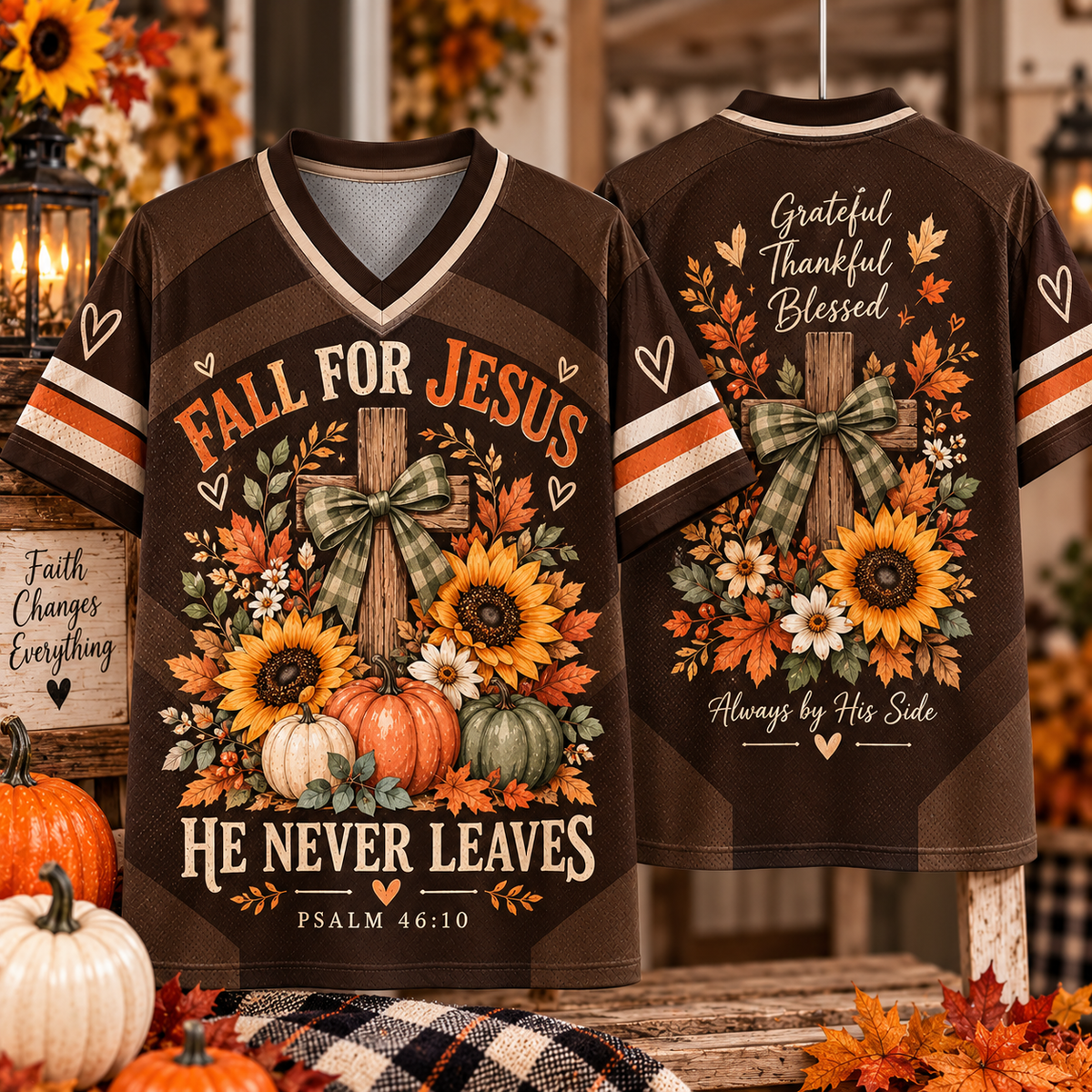 Fall For Jesus He Never Leaves T-Shirt Jersey