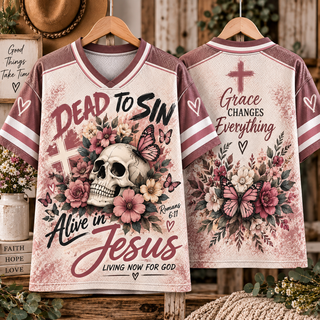 Dead to Sin Alive in Jesus Floral Skull T-Shirt Jersey