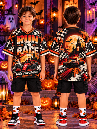 Run The Race Halloween Kids T-Shirt Jersey