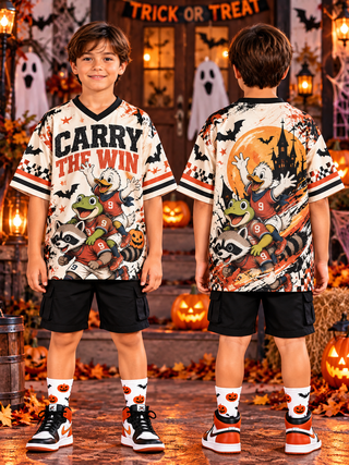 Carry The Win Halloween Kids T-Shirt Jersey