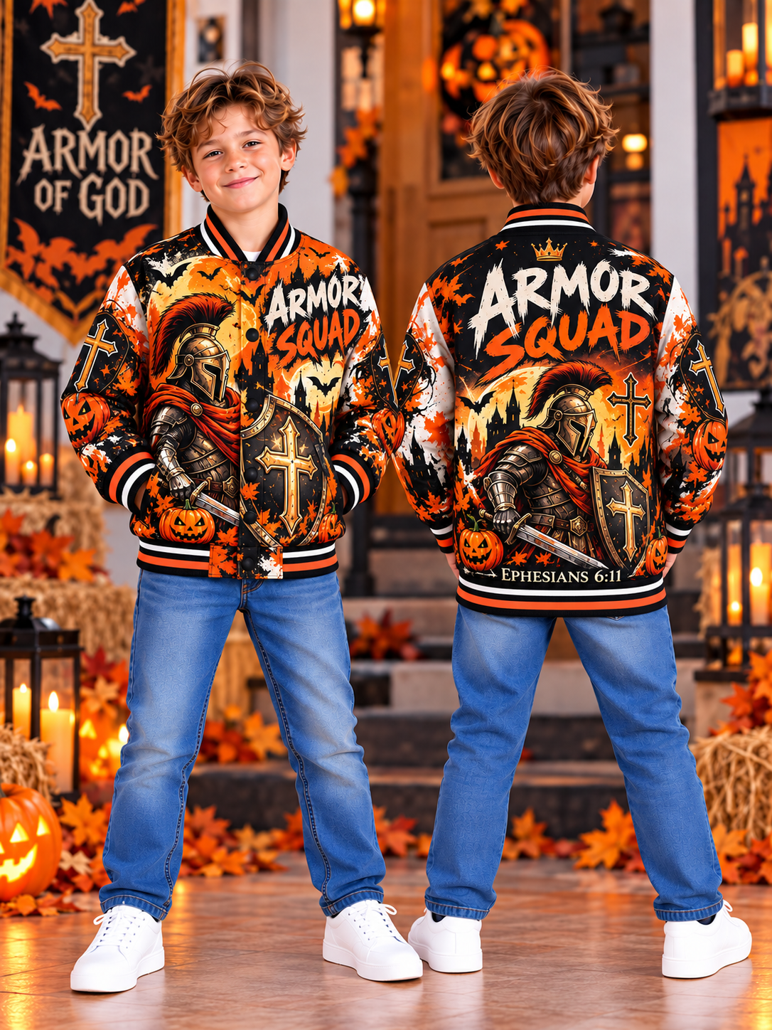 Armor Squad Knight Kids Baseball Jacket