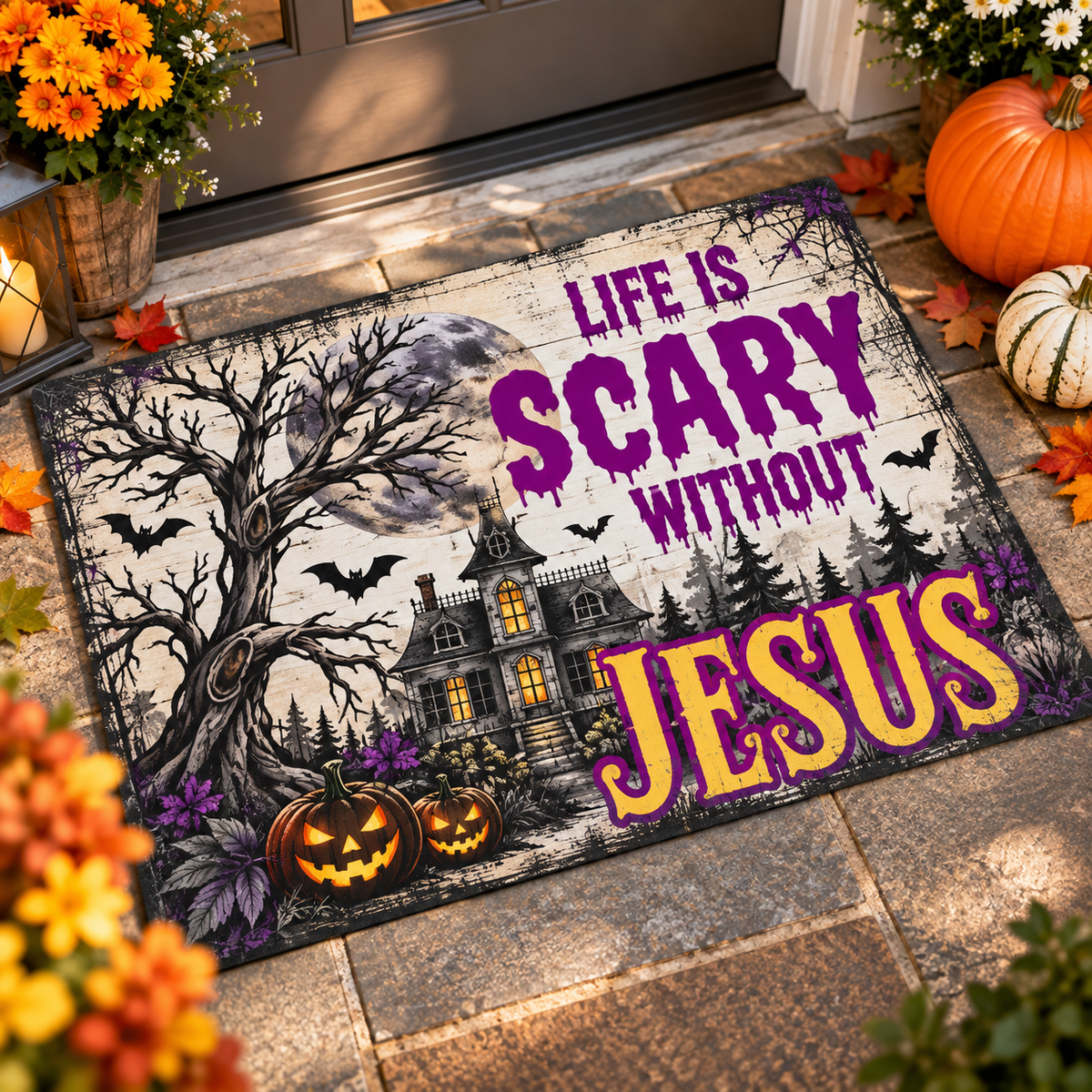 Life Is Scary Without Jesus Doormat