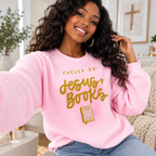 Pink Book Lover Waffle Sweatshirt