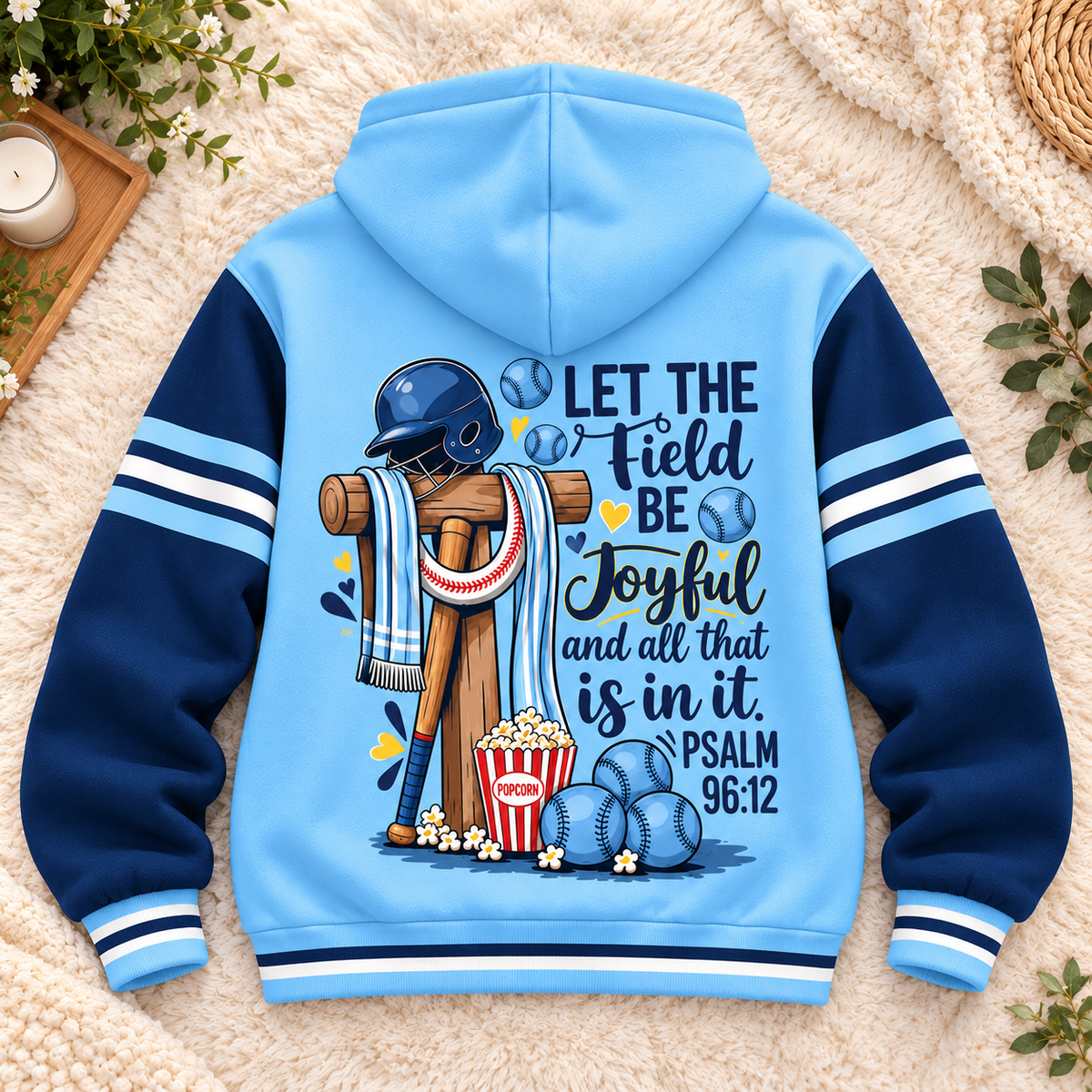 Baseball Game Day Sky Blue Navy Personalized Fleece Jacket