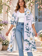 White Jasmine Floral Personalized Women's Short Sleeved Cape