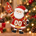 Jesus #1 Red Football Santa Personalized Sports Ornament