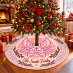 Pink Many-Eyed Angel Personalized Christmas Tree Skirt