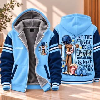 Baseball Game Day Sky Blue Navy Personalized Fleece Jacket