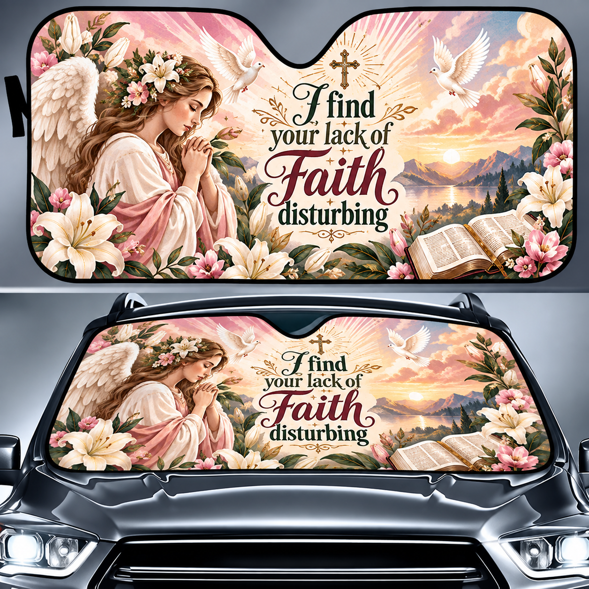 Praying Angel Faith Car Sun Shade