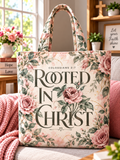 Rooted in Christ Rose Tote Bag