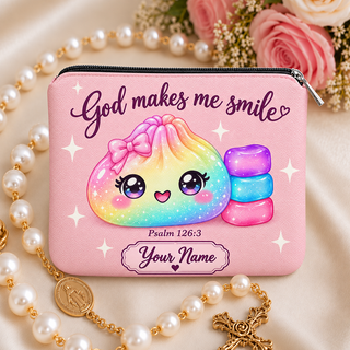 God Makes Me Smile Rainbow Dumpling Personalized PU Leather Pouch