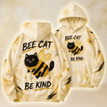 Bee Cat Be Kind Cream Hoodie