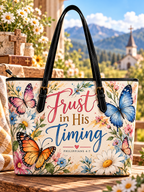 Trust in His Timing Butterfly Saddle Bag
