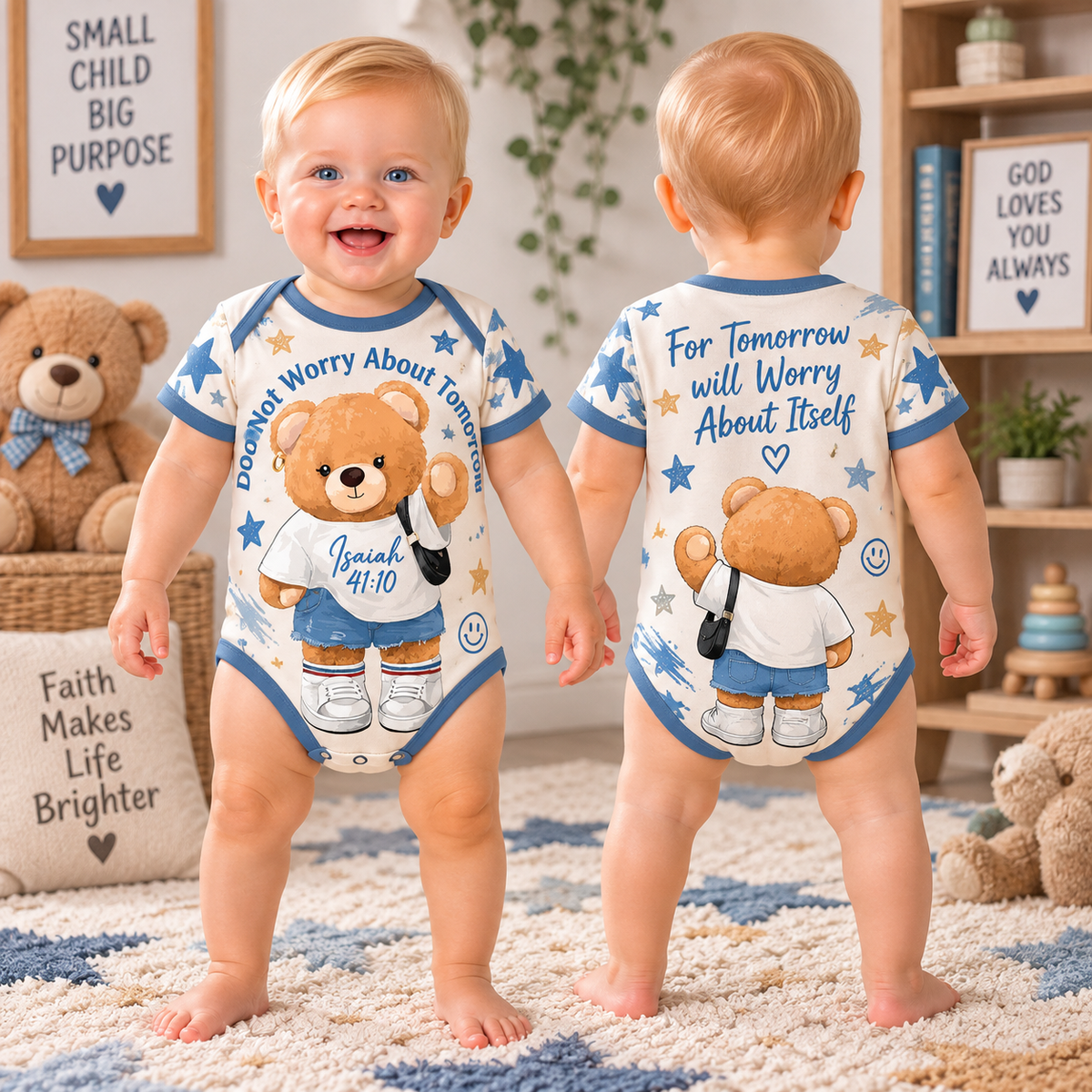 Do Not Worry Teddy Bear Baby Bodysuit