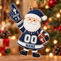 Jesus #1 Navy Football Santa Personalized Sports Ornament