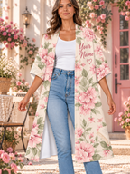 Vintage Pink Floral Personalized Women's Short Sleeved Cape
