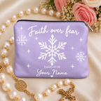 Faith Over Fear Snowflake Personalized PU Leather Pouch