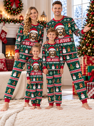 Go Jesus Its Your Birthday Family Mixed Cotton Pajamas