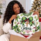Green Bow Snowflake Waffle Sweatshirt