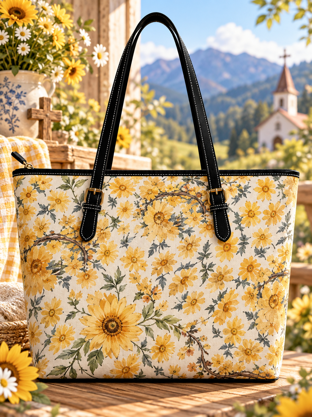 Yellow Wildflower Meadow Saddle Bag