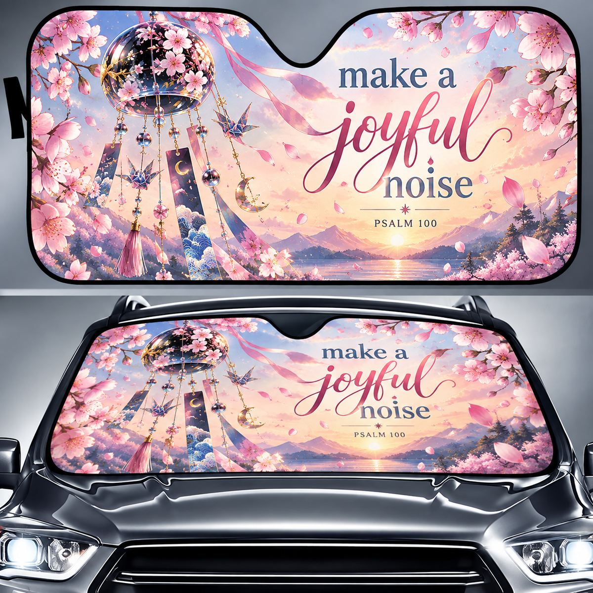 Make a Joyful Noise Psalm 100 Car Sun Shade